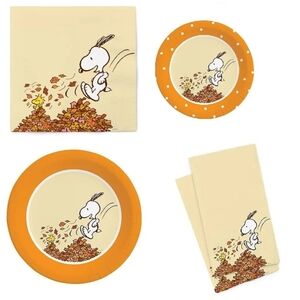 Snoopy Jumping Leaves Autumn Party Set Graphique De France® Peanuts™ BNWT SO